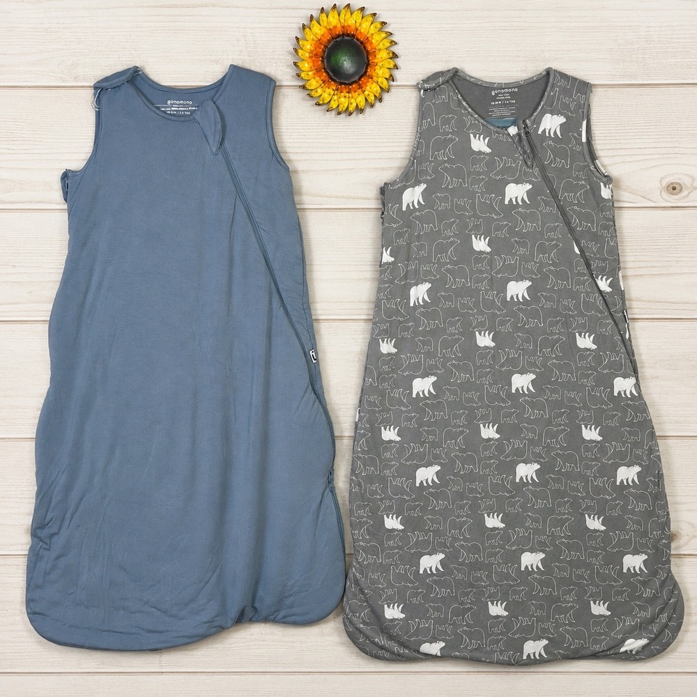Gunamuna Bamboo Sleep Sack Set of 2 Blue Grey 18-24M 2.6 TOG